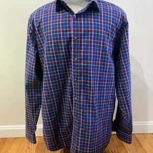 BUGATCHI BLUE GRID STRIPES XL